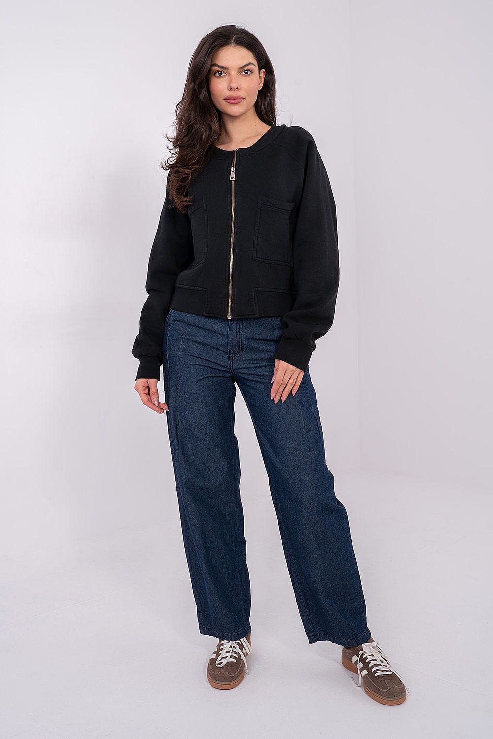 Women's sweatshirt black front pockets alternate view
