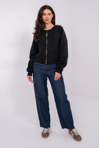 Women's Sweatshirt Cropped Zip-Up Crew Neck Cotton Blend – Sweatshirt | GUOCALI – view 2