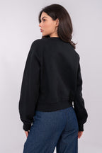 Women's Sweatshirt Cropped Zip-Up Crew Neck Cotton Blend – Sweatshirt | GUOCALI – view 3