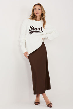 Women's sweatshirt beige embroidered lettering front view