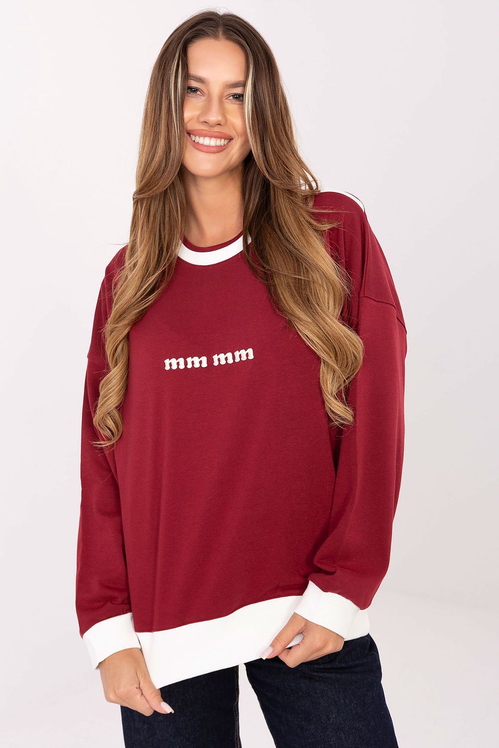 Women's Sweatshirt Embroidered Logo Contrast Ribbing – Sweatshirt | GUOCALI