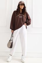 Women's sweatshirt brown embroidered logo front view