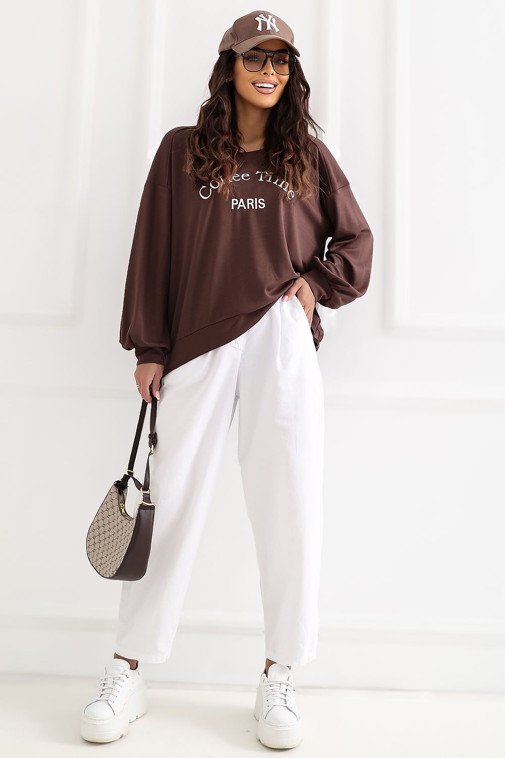 Women's sweatshirt brown embroidered logo front view