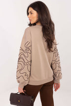 Women's sweatshirt beige cotton casual look