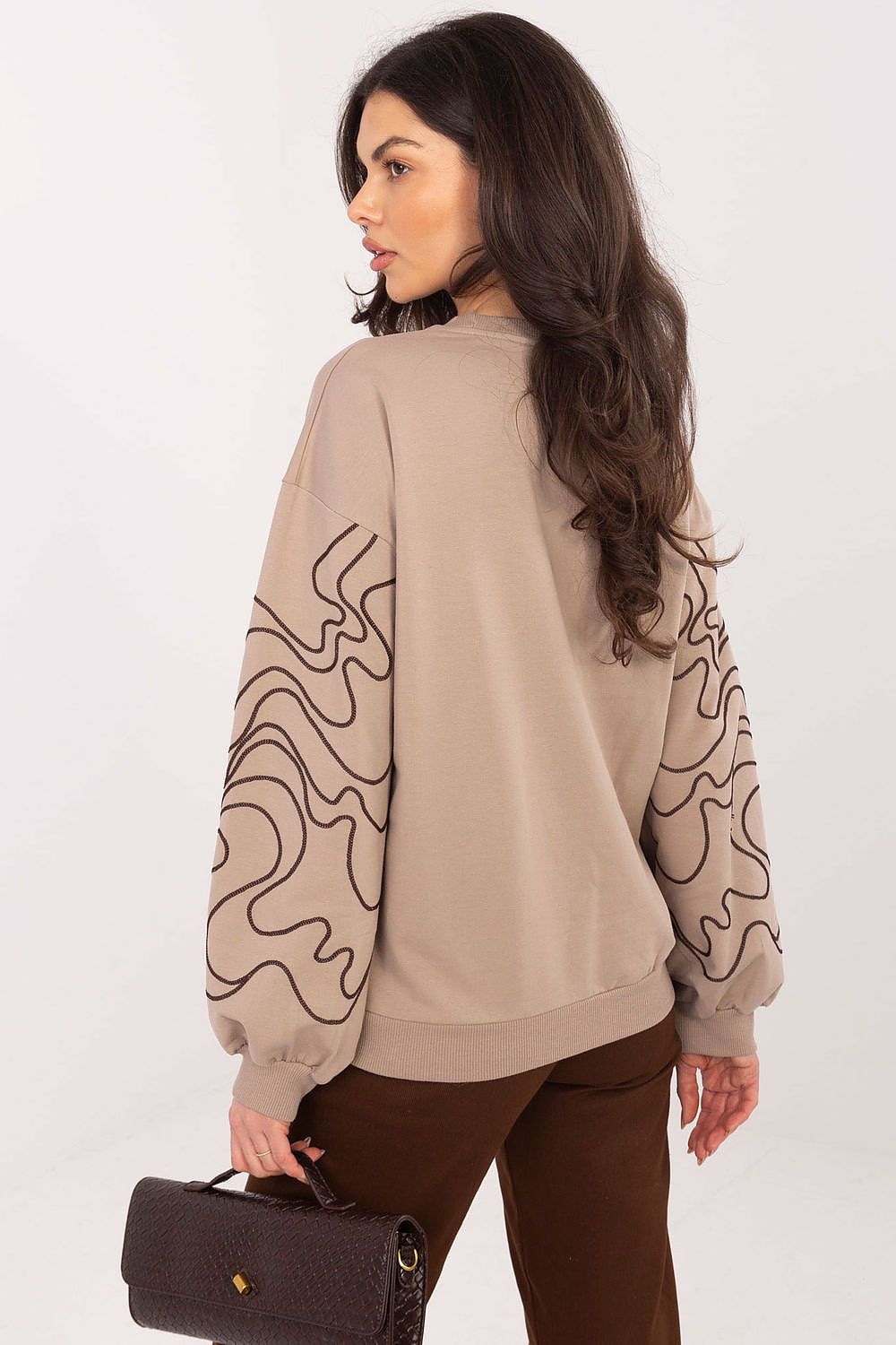 Women's sweatshirt beige cotton casual look