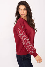 Women's sweatshirt red sleeve embroidery alternate view