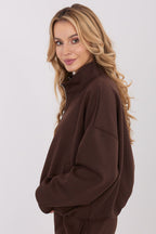 Women's Sweatshirt Full-Zip Stand Collar Loose Fit – Sweatshirt | GUOCALI – view 17