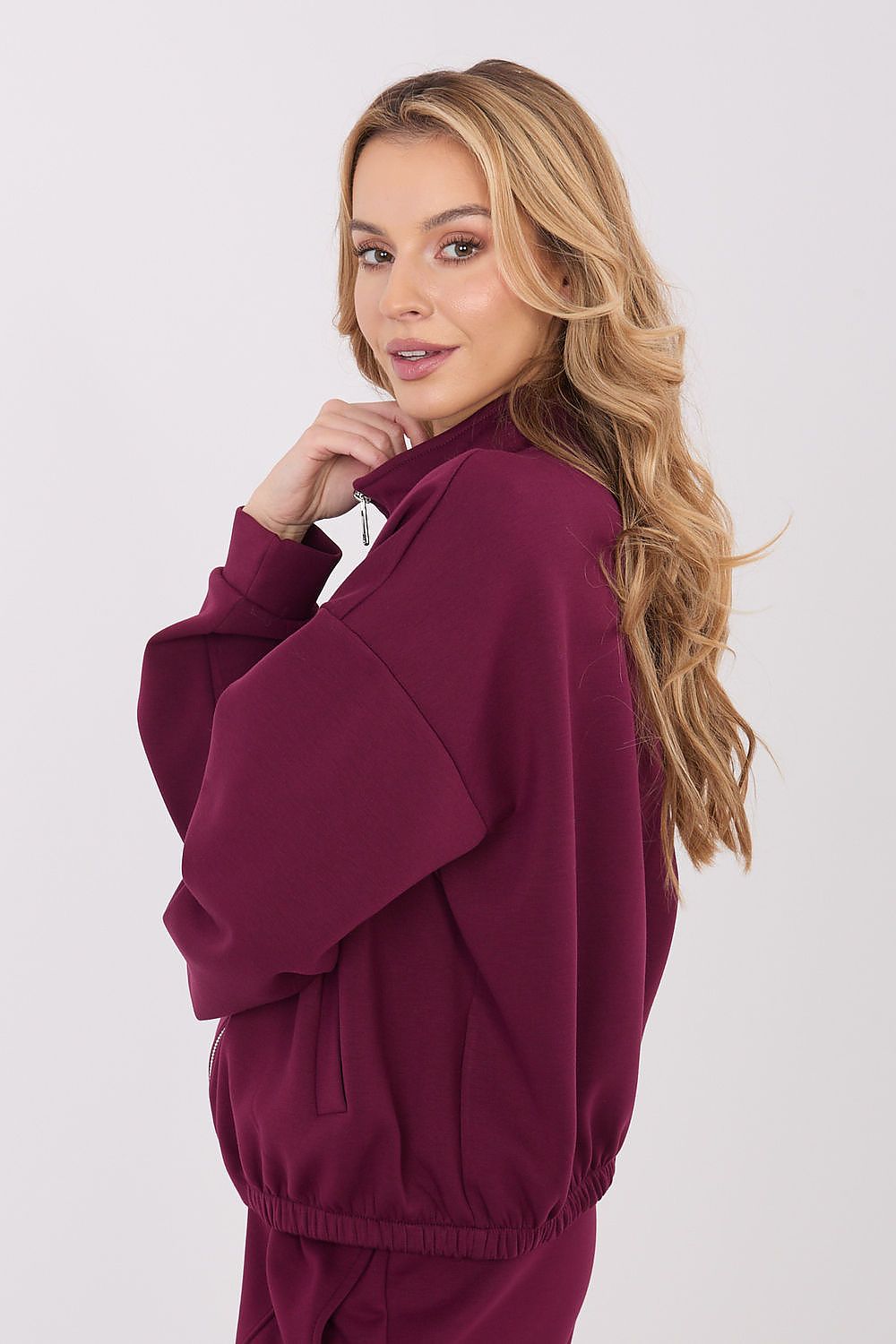 Women's Sweatshirt Full-Zip Stand Collar Loose Fit – Sweatshirt | GUOCALI – view 7