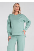 Women's Sweatshirt High-Low Hem Side Slits Crew Neck – Sweatshirt | GUOCALI