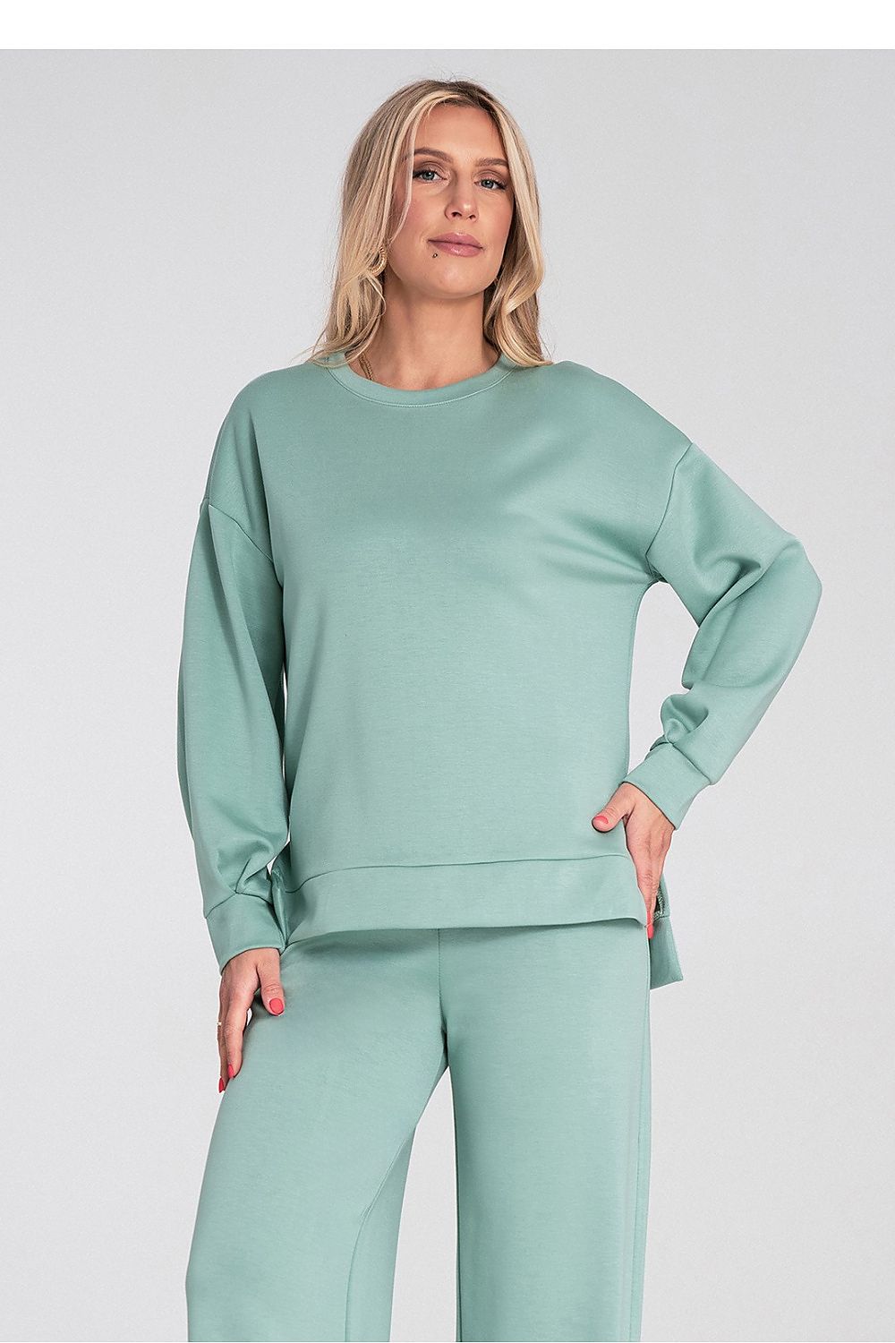 Women's Sweatshirt High-Low Hem Side Slits Crew Neck – Sweatshirt | GUOCALI