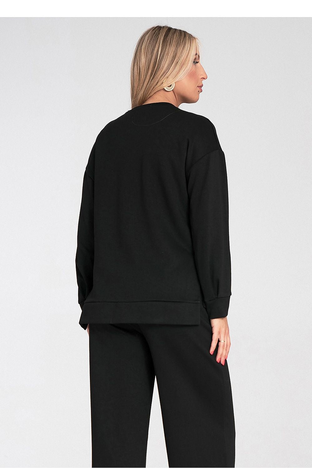 Women's Sweatshirt High-Low Hem Side Slits Crew Neck – Sweatshirt | GUOCALI – view 9