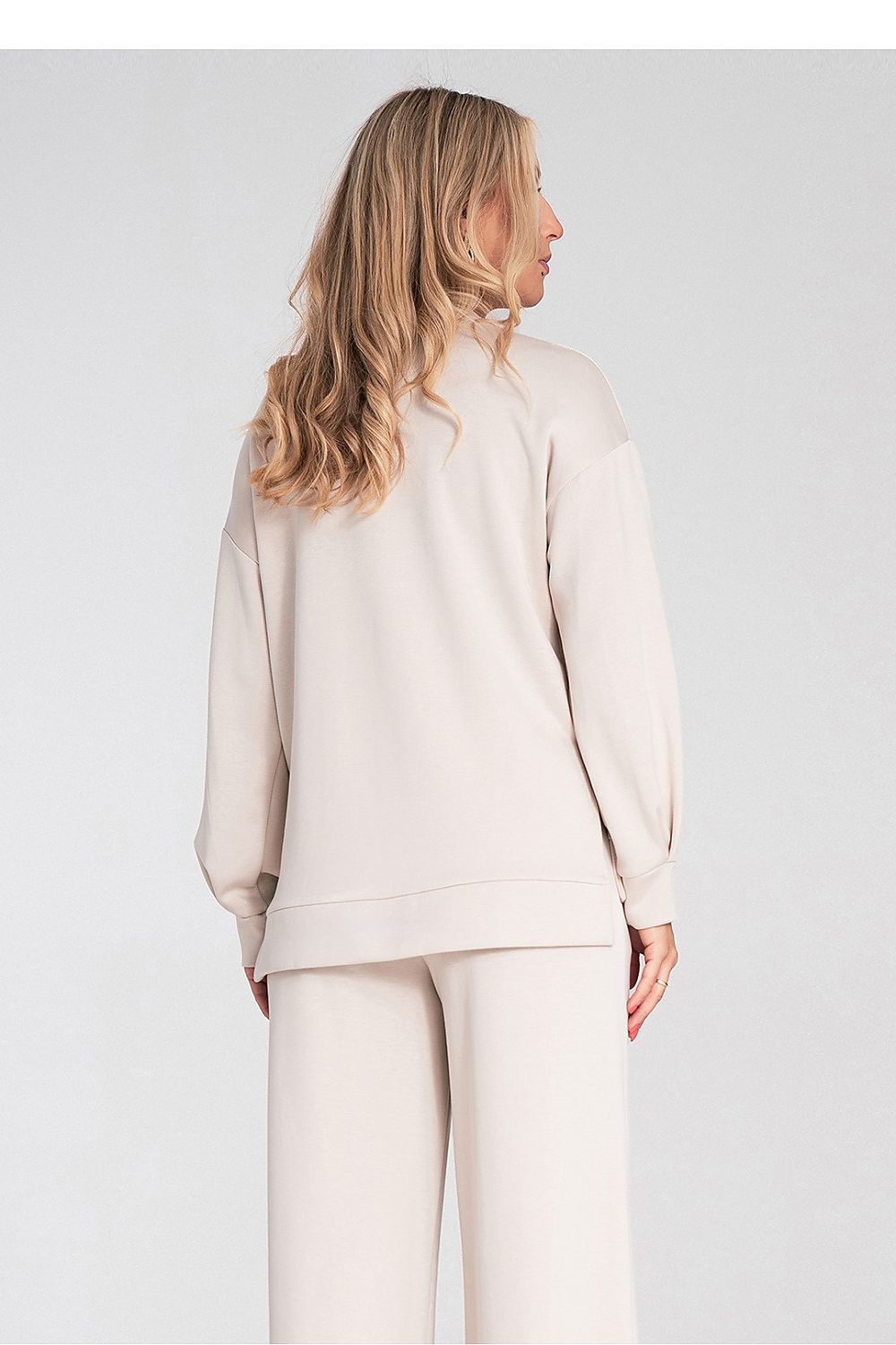 Women's sweatshirt beige long sleeves casual view