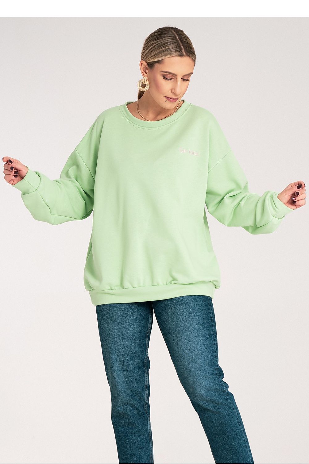 Women's sweatshirt green relaxed fit alternate view