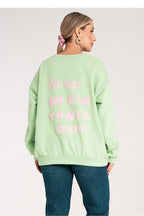 Women's sweatshirt green cotton blend casual look