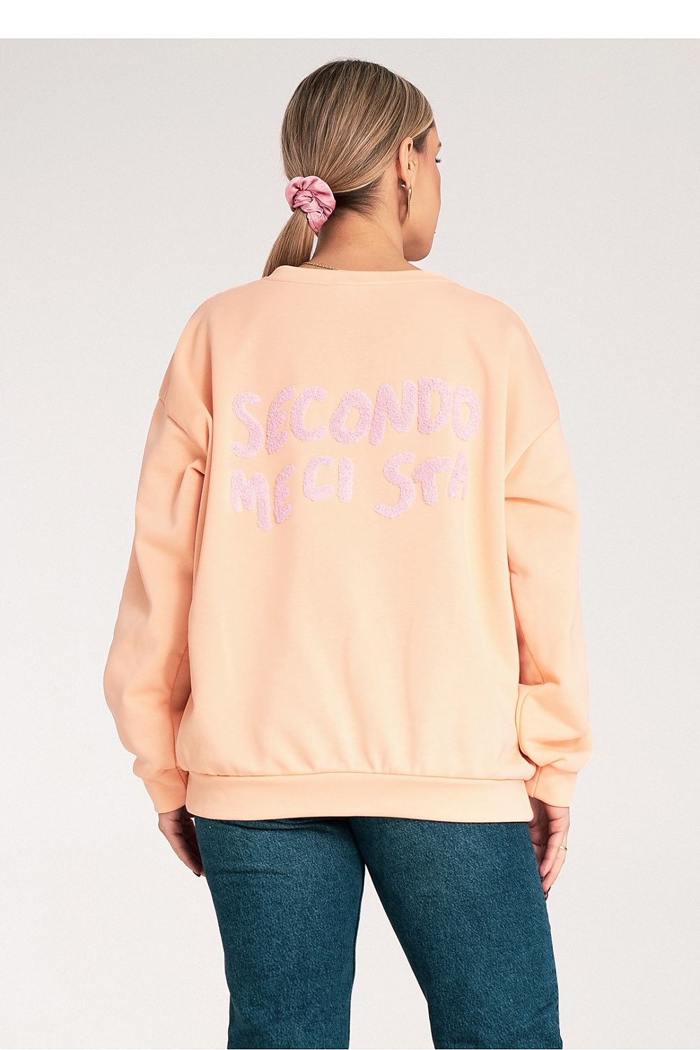 Women's sweatshirt orange cotton blend casual look