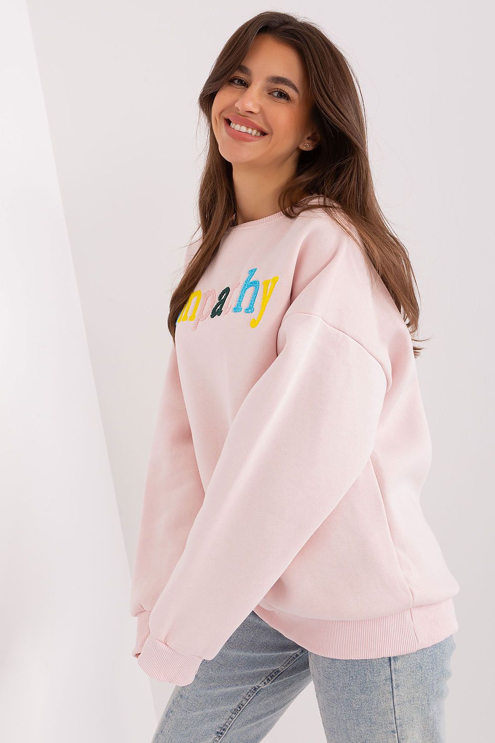 Women's sweatshirt pink cotton blend casual look