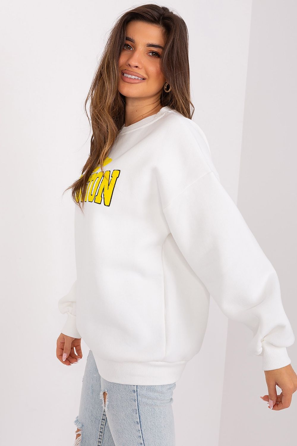 Women's sweatshirt beige loose fit alternate view