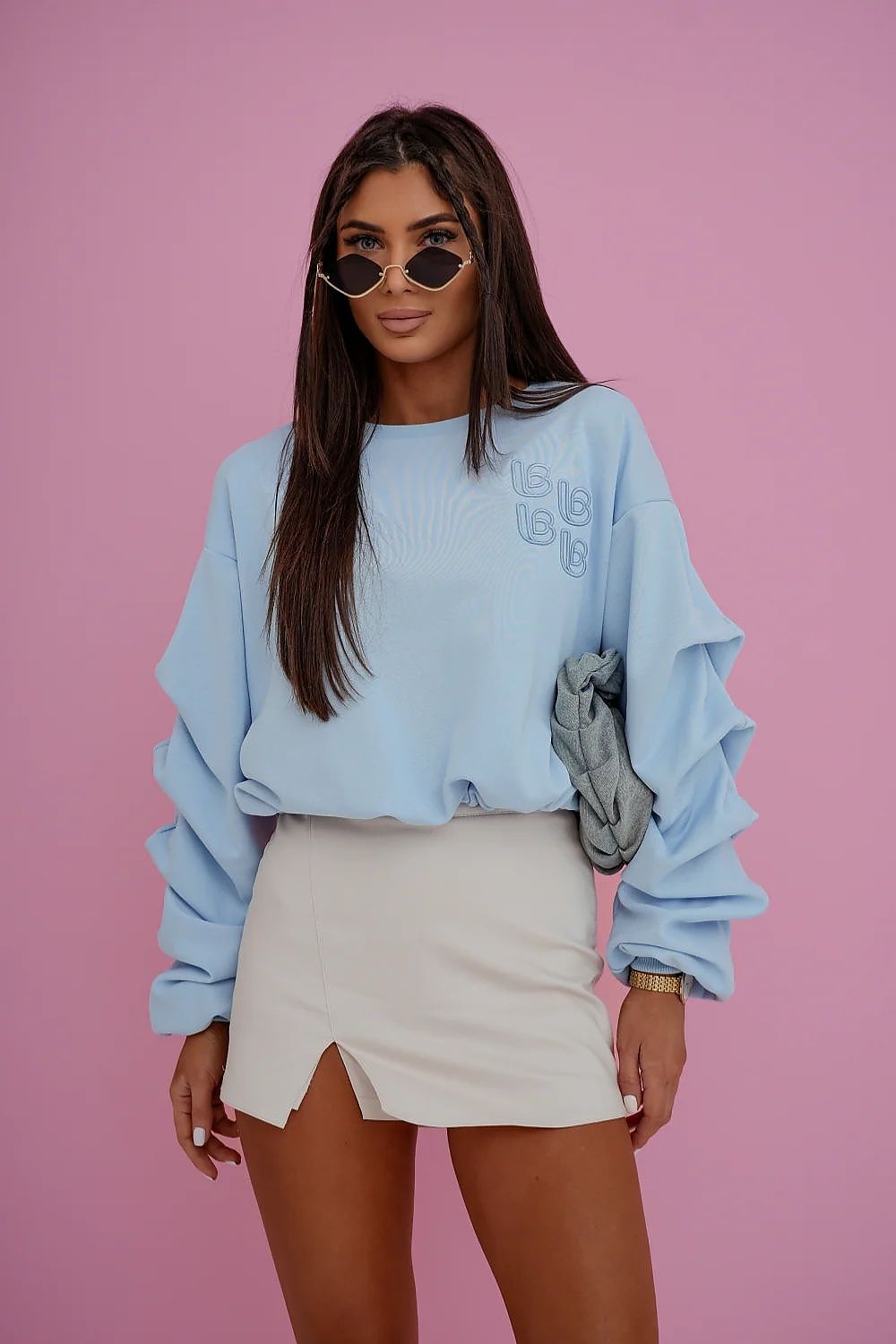 Women's sweatshirt blue spring casual view