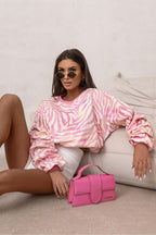 Women's sweatshirt pink third shade logo detail view
