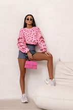 Women's sweatshirt pink fourth shade side view