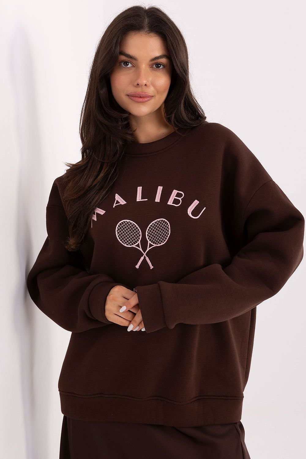Women's Sweatshirt Loose Fit Front Embroidery Cotton Blend – Sweatshirt | GUOCALI