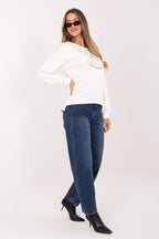 Women's sweatshirt beige round neck side view
