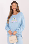 Women's sweatshirt blue graphic print front view