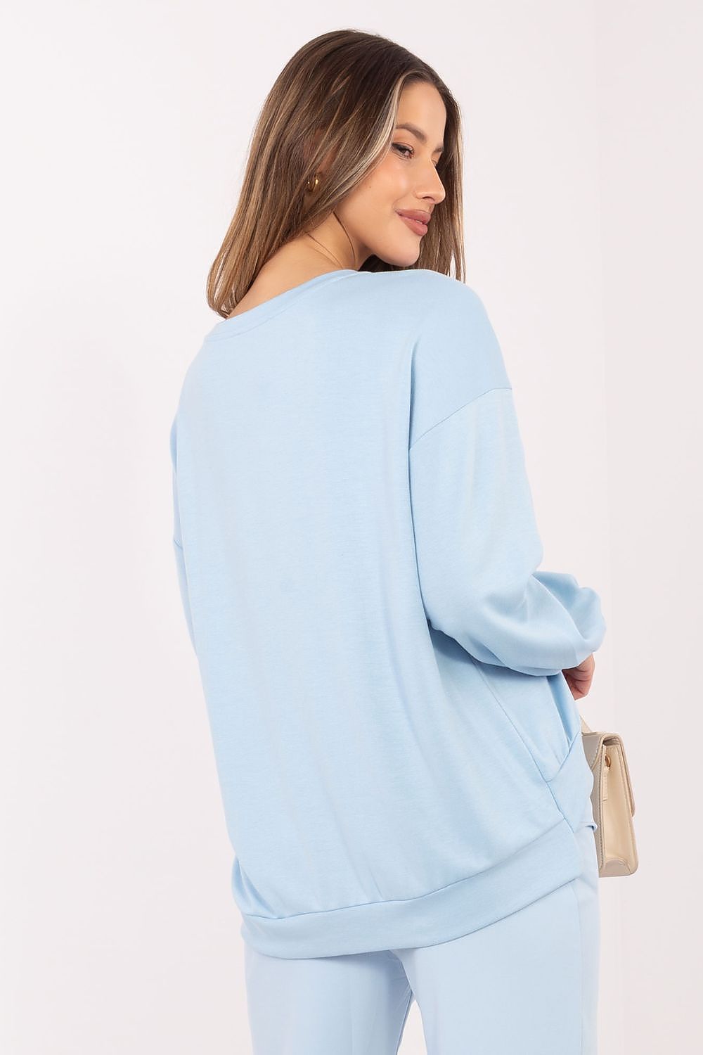 Women's sweatshirt blue loose fit casual view