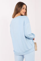 Women's sweatshirt blue loose fit casual view