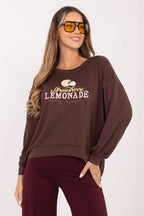 Women's sweatshirt brown graphic detail view