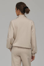 Women's sweatshirt mock neck pullover solid cotton blend