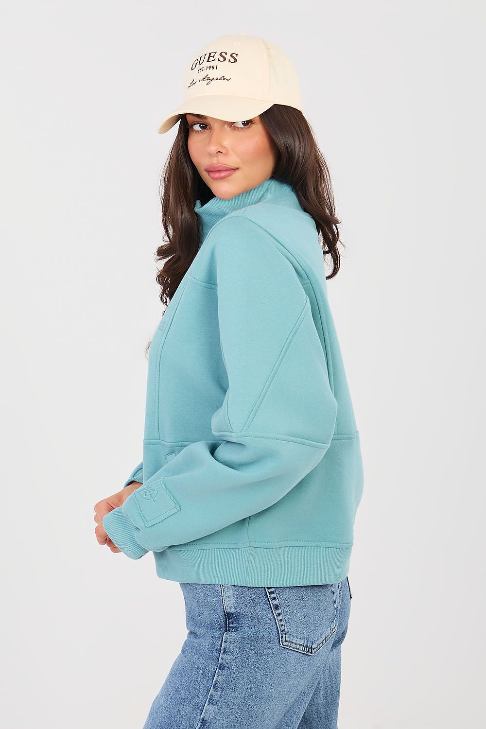 Women's sweatshirt blue alternate shade side view