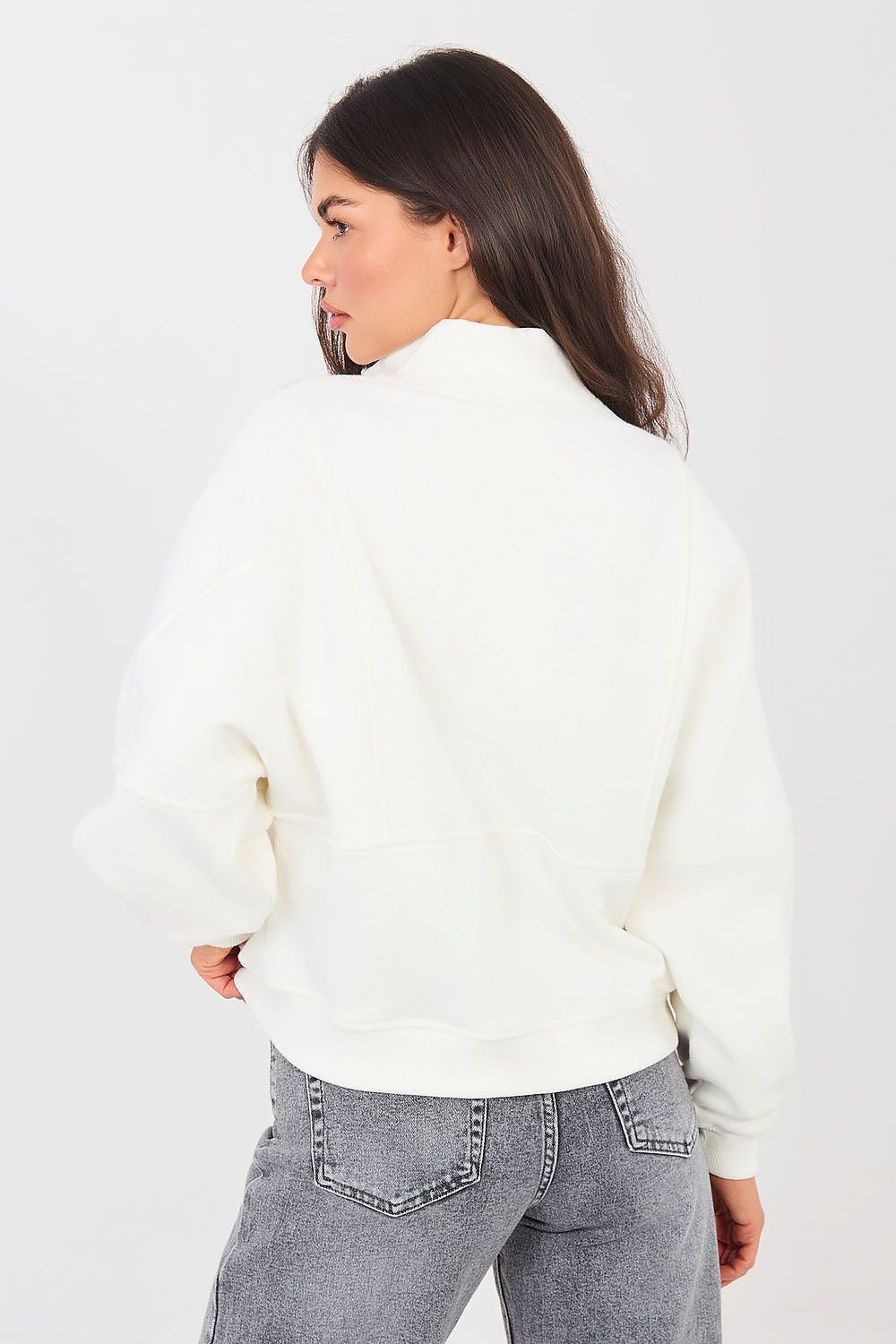 Women's Sweatshirt Mock Neck Half-Zip Embroidered Stretch Cotton – Sweatshirt | GUOCALI – view 15