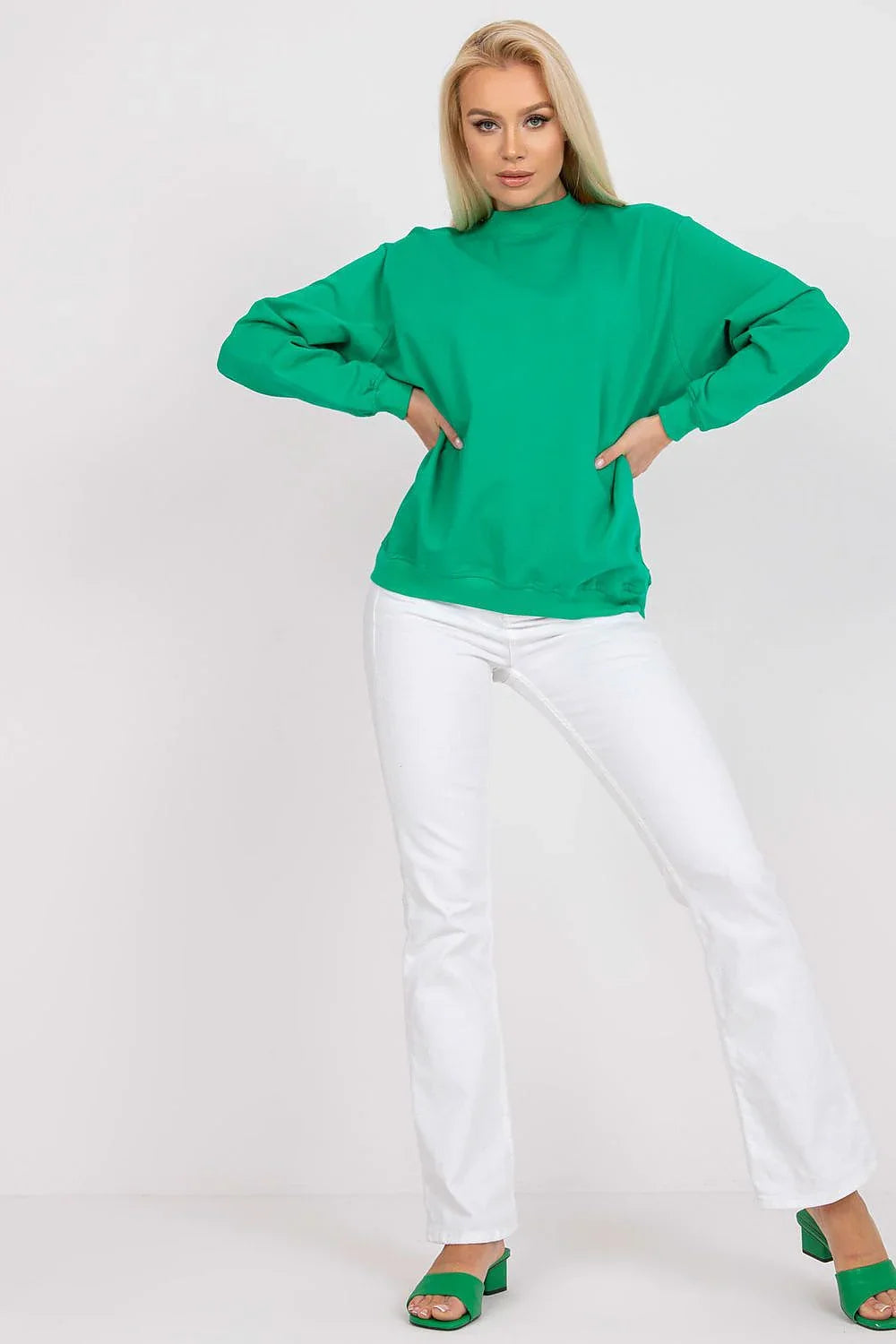 Women's Sweatshirt Mock Neck Solid Hip Length Stretch Cotton – Sweatshirt | GUOCALI – view 40