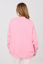 Women's Sweatshirt Mock Neck Stretch Cotton Pink – Sweatshirt | GUOCALI – view 3