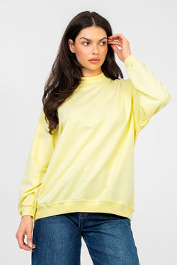 Women's sweatshirt yellow mock neck front view