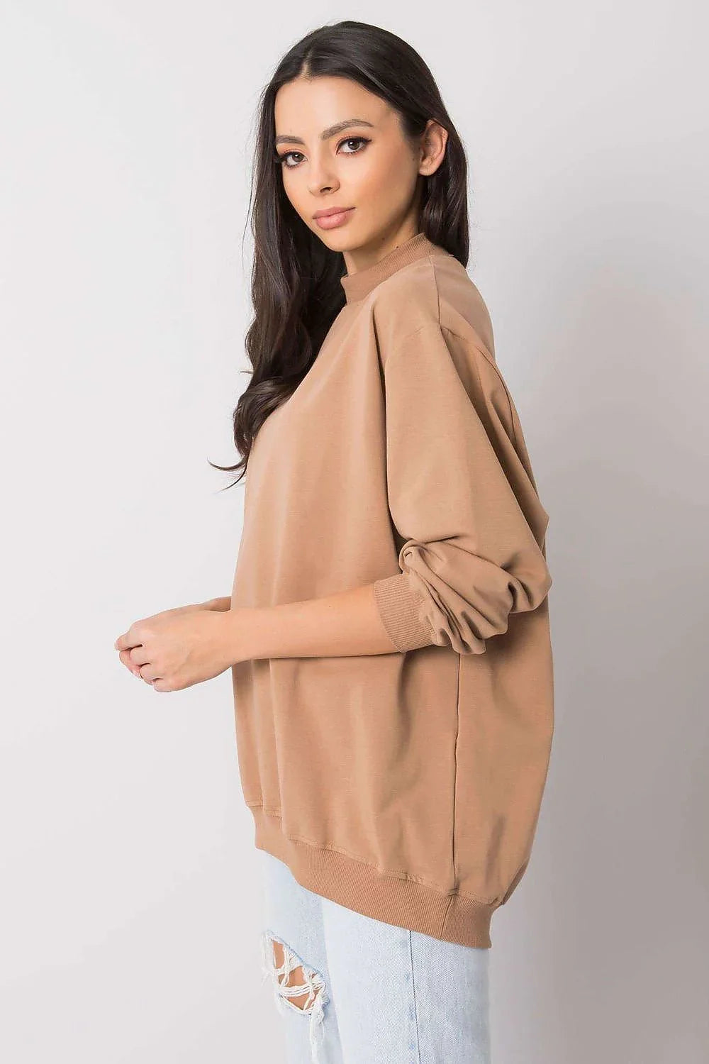 Women's Sweatshirt - Mock-Neck With Regular Fit - Guocali