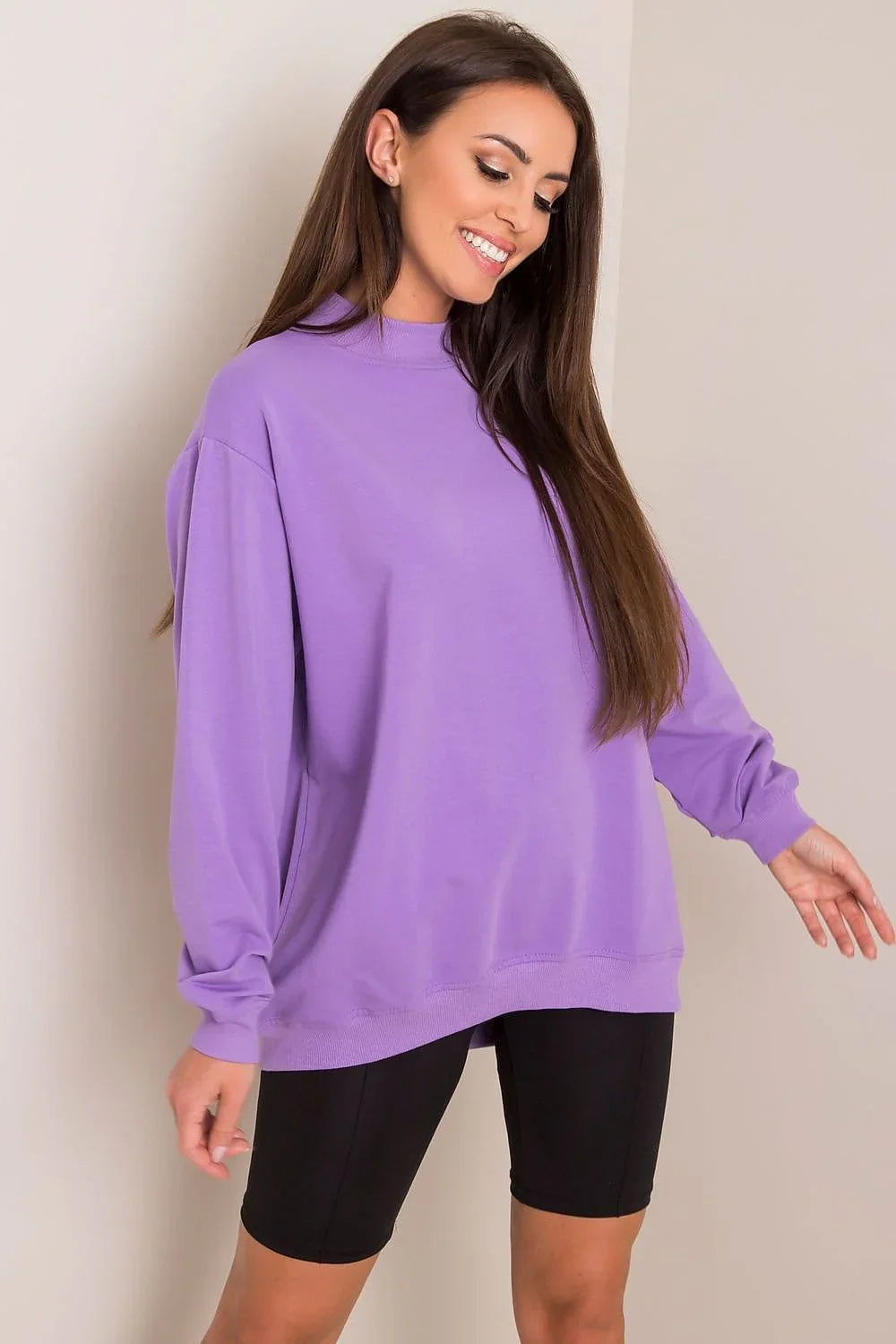 Women's Sweatshirt - Mock-Neck With Regular Fit - Guocali