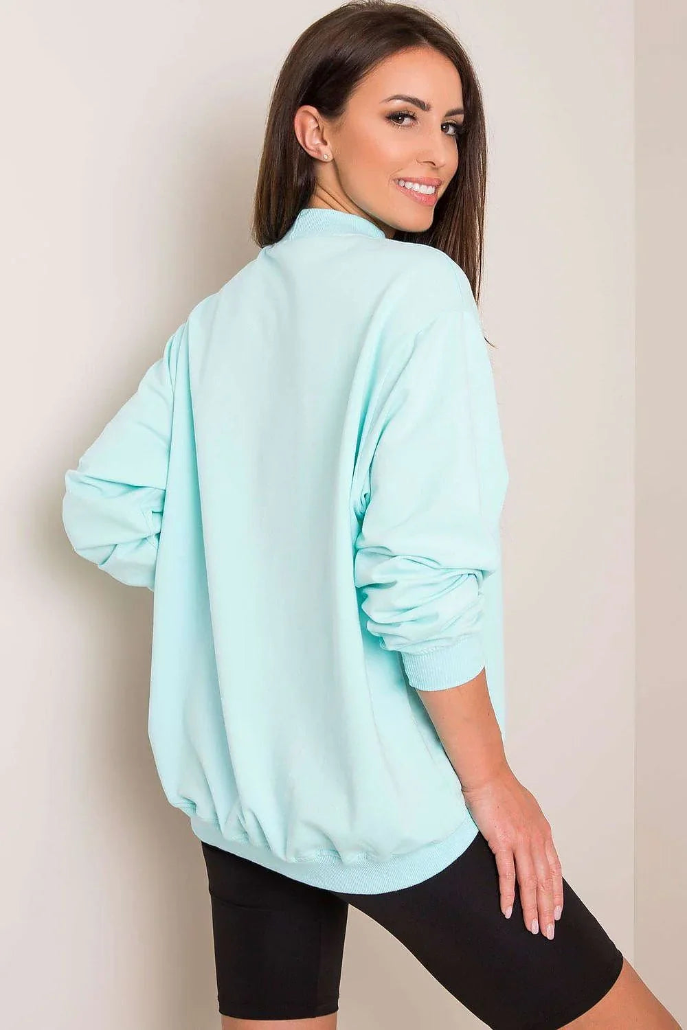 Women's Sweatshirt - Mock-Neck With Regular Fit - Guocali