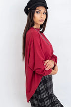 Women's Sweatshirt - Mock-Neck With Regular Fit - Guocali