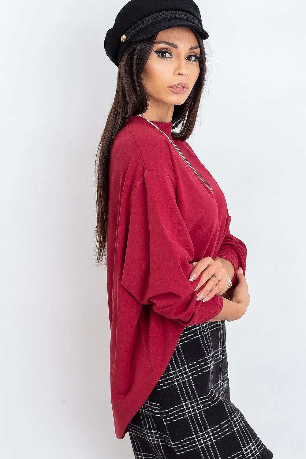 Women's Sweatshirt - Mock-Neck With Regular Fit - Guocali