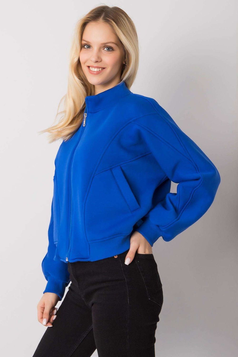Women's Sweatshirt - Mock-Neck With Regular Fit - Guocali