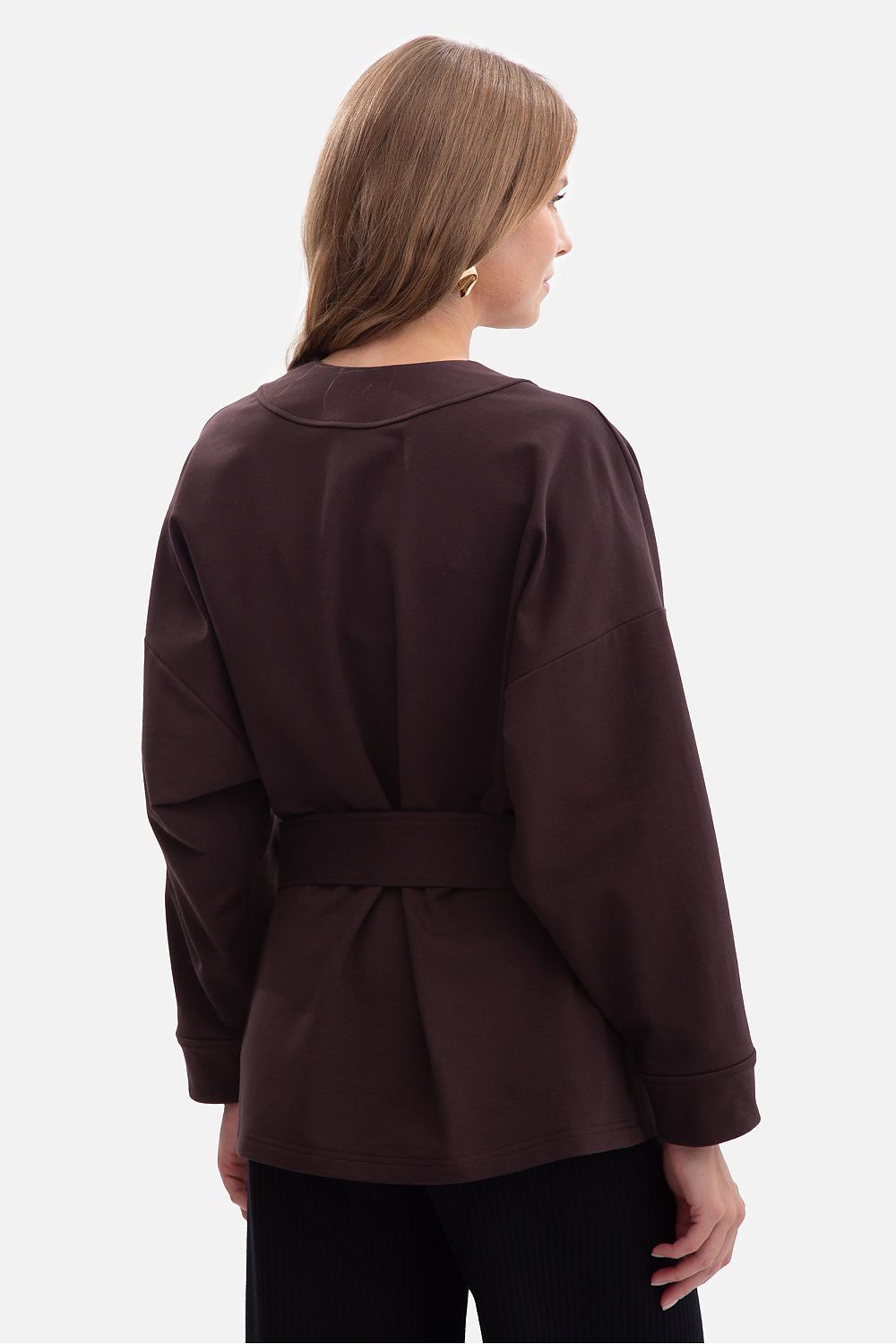Women's Sweatshirt Open Front Belted Kimono Style Cotton – Sweatshirt | GUOCALI – view 6