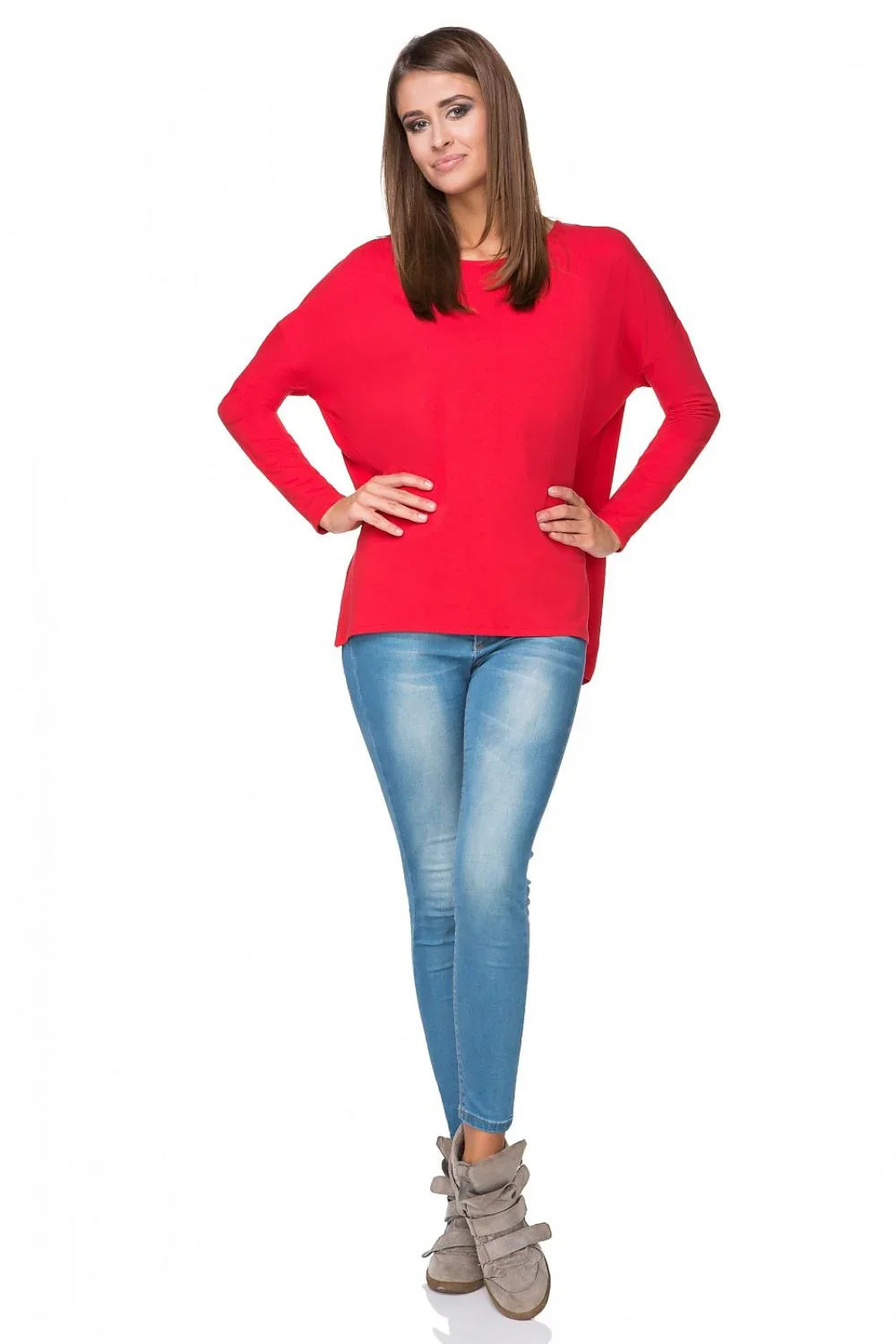 Women's Sweatshirt Oversized Crew Neck Stretch Cotton Blend – Sweatshirt | GUOCALI – view 2