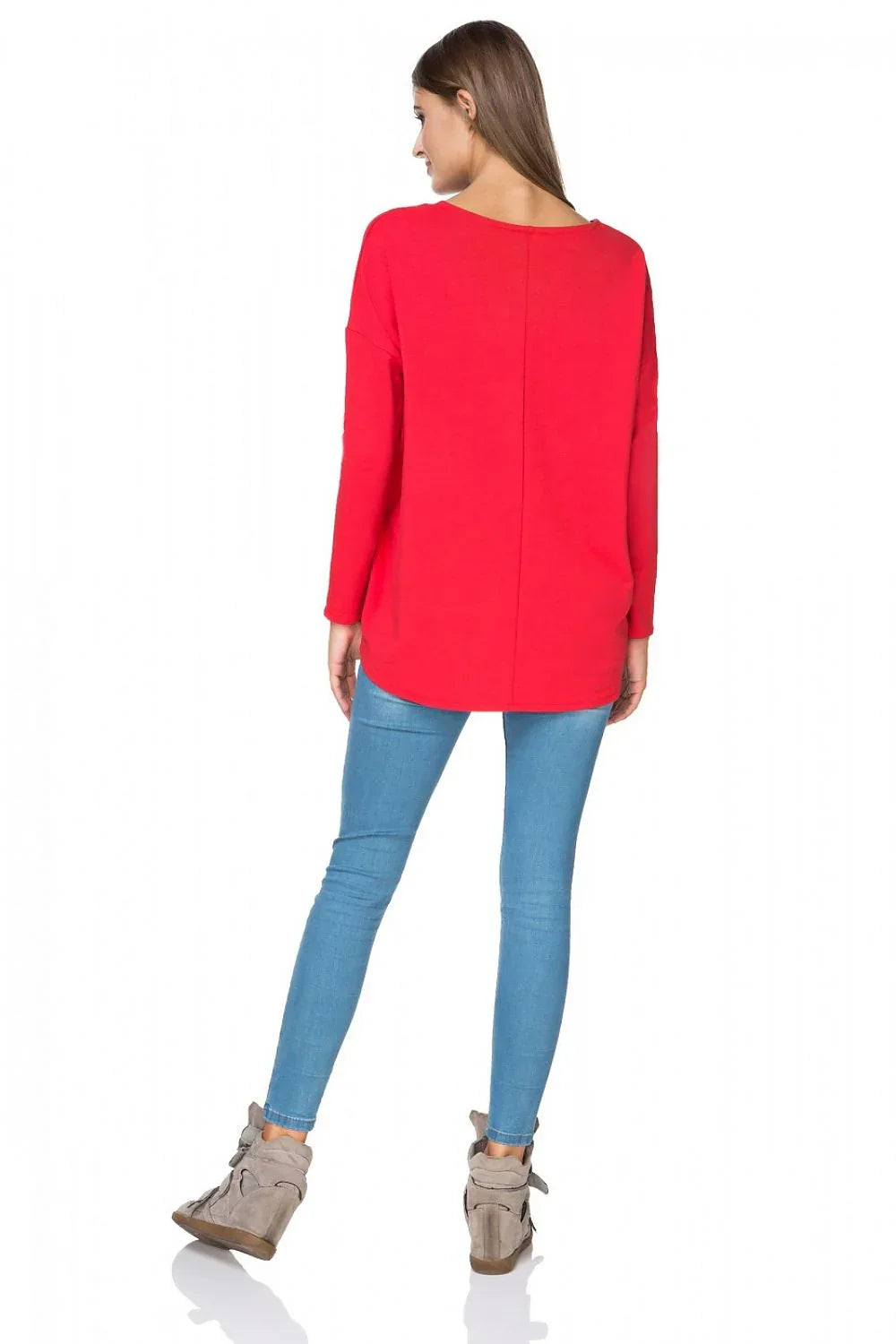 Women's Sweatshirt Oversized Crew Neck Stretch Cotton Blend – Sweatshirt | GUOCALI – view 3