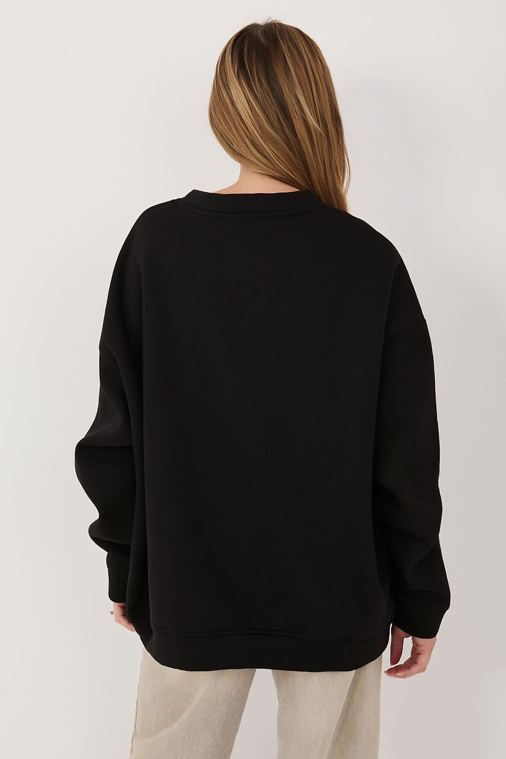 Women's sweatshirt black oversized casual view