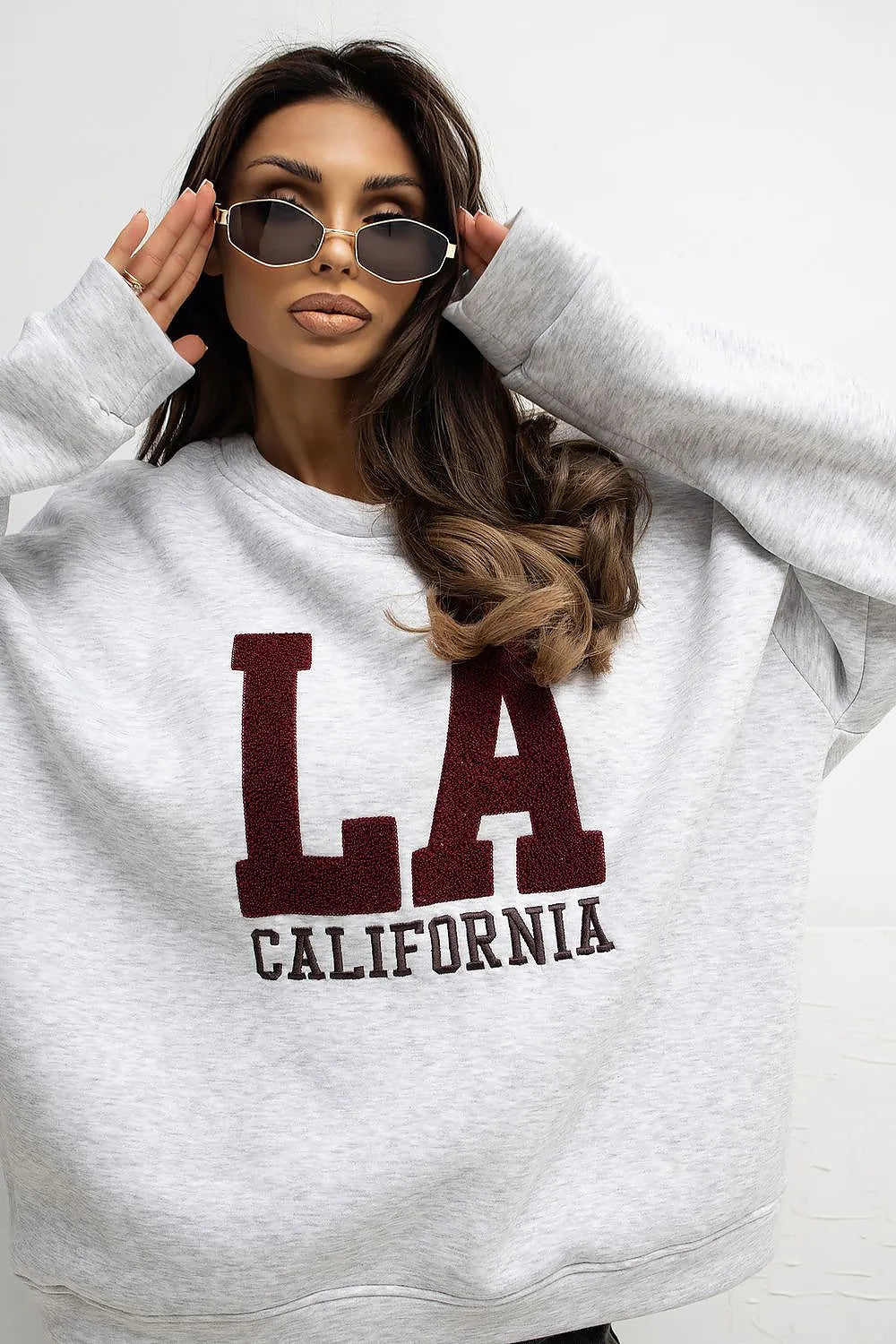 Women's Sweatshirt Oversized Embroidered Logo Crew Neck – Sweatshirt | GUOCALI