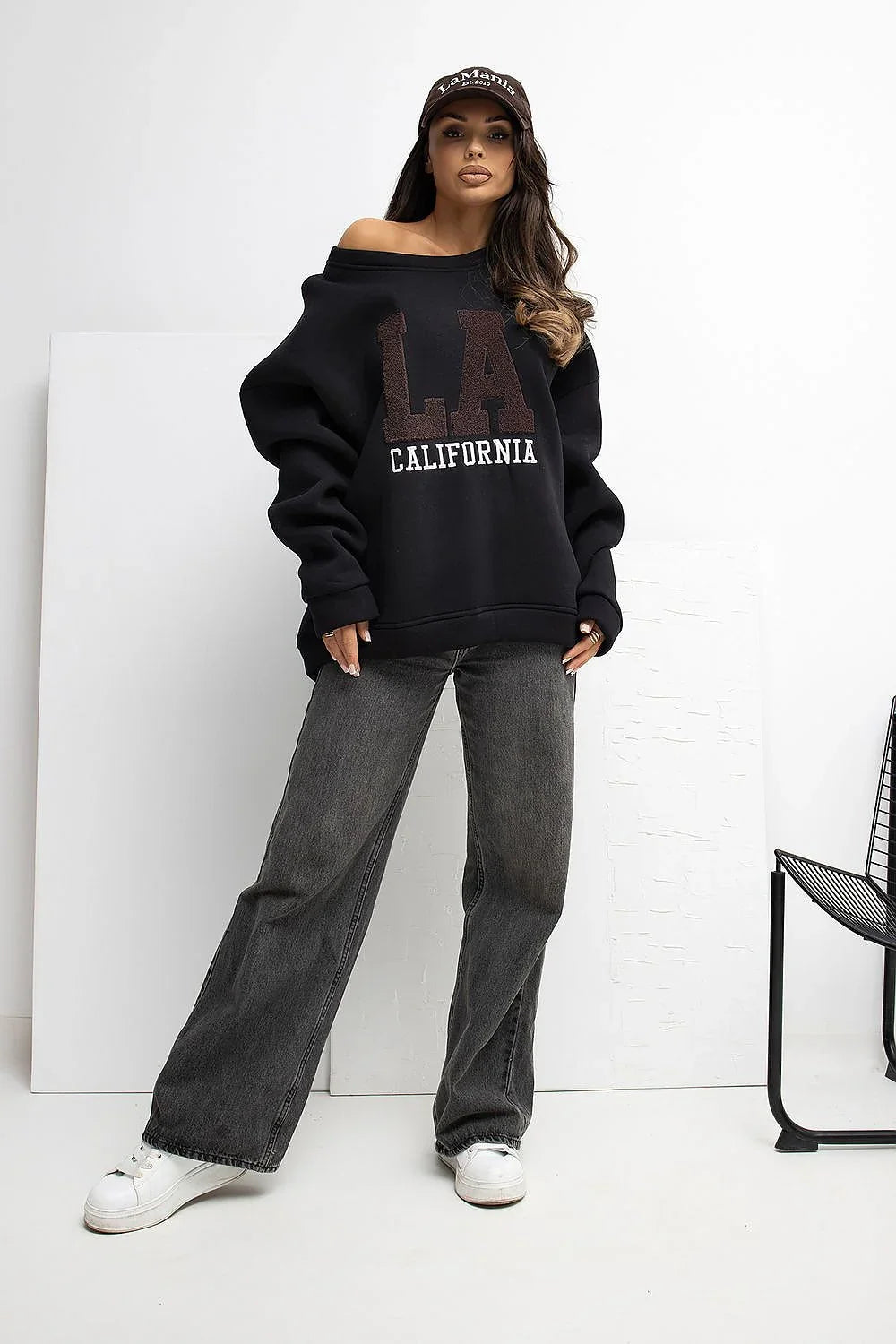 Women's Sweatshirt Oversized Embroidered Logo Crew Neck – Sweatshirt | GUOCALI – view 5