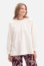 Women's sweatshirt beige oversized raglan front view