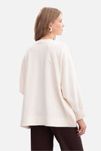 Women's sweatshirt beige cotton casual look